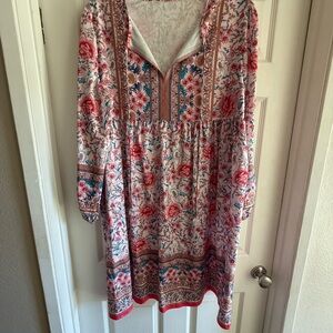 Floral Print Mini Dress - Multicolor